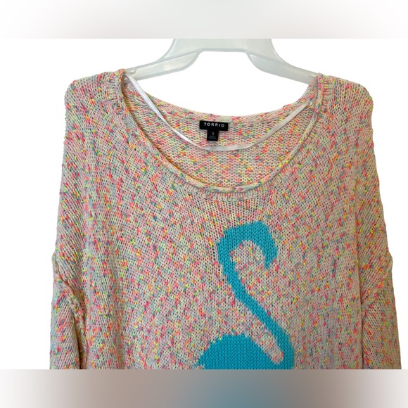 Torrid Flamingo Knit Crew Neck Sweater Multicolor color Size 0X - Picture 4 of 11
